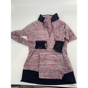 Lululemon Athletic Pink/ Black Marbled Full Zip Mitten Cuffs & Zip Pocket Size 6